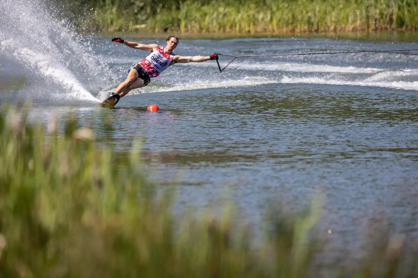 A person on skis in the water.